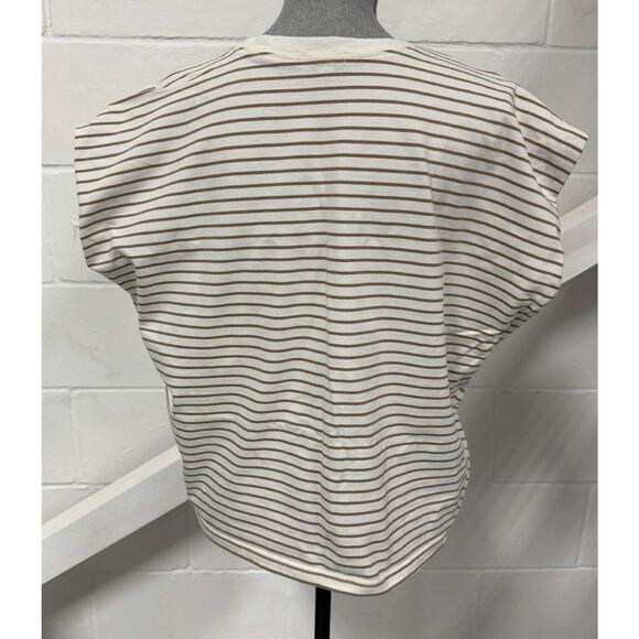 Anthropologie Pistola Trina Muscle Tee Sable Striped Boxy Fit Crew Neck Small - Picture 3 of 8